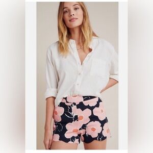 👗Anthropologie Pink Floral High Waist Shorts